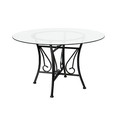 Flash Furniture XU-TBG-16-GG 48" Round Princeton Dining Table w/ Glass Top - 29"H, Metal Frame, Black