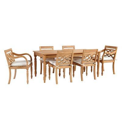 Ceylon Teak 7-Piece Rectangular Dining Set with 6 Cushions - Ballard Designs