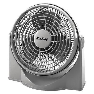 AIR KING 9530 9" Table & Floor Fan, Non-Oscillating, 3 Speeds, 120VAC, Gray,