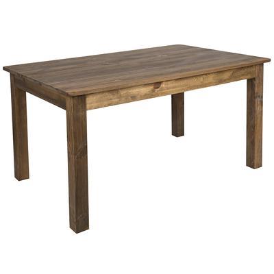 Flash Furniture XA-F-60X38-GG Rectangular Farm Dining Table - 60" x 38", Rustic Stained Solid Pine, Brown