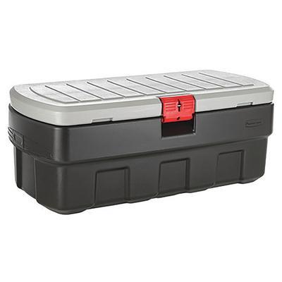RUBBERMAID 1949210 Black/Red Attached Lid Container, Plastic, 43 3/4 in L, 17