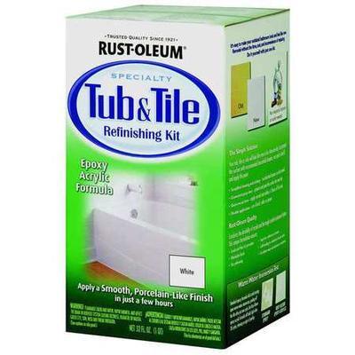 RUST-OLEUM 384165 Tub and Tile Refinishing Kit, White, Gloss, 1 qt, 70 to 110