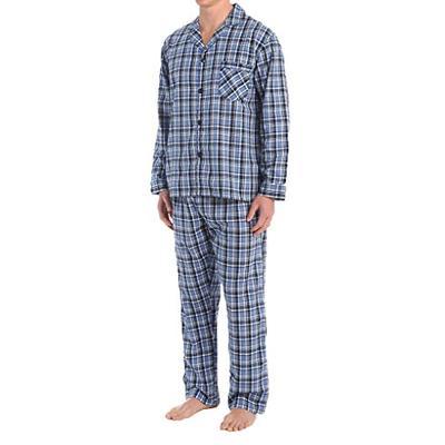 Hanes Men's Big & Tall 2-Piece Pajama Set Blue Plaid XXX-Large