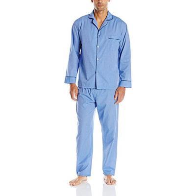Hanes Men's Broadcloth Pajama Set, Blue 3X-Large/Tall
