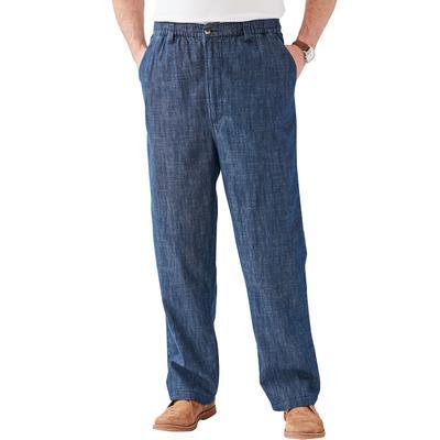 Men's Big & Tall Knockarounds® Full-Elastic Waist Pants in Twill or Denim by KingSize in Indigo (Size XL 40)