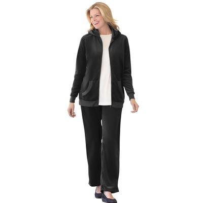Plus Size Women's 2-Piece Velour Hoodie Set by Woman Within in Black (Size 18/20)
