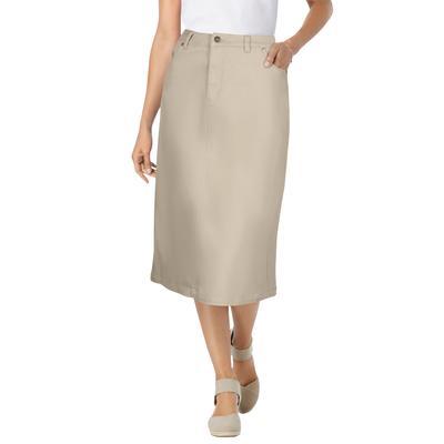 Plus Size Women's Stretch Jean Skirt by Woman Within in Natural Khaki (Size 28 W)