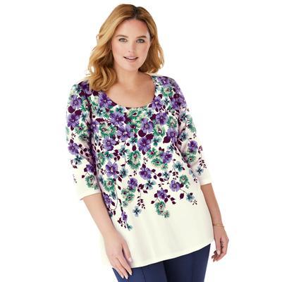 Plus Size Women's 7-Day Floral Print Tunic by Woman Within in Soft Iris Floral (Size L)