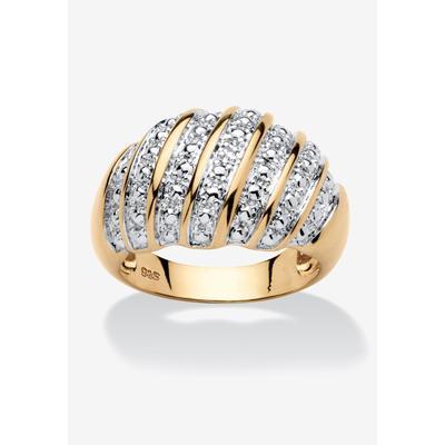 Women's Yellow Gold-Plated Sterling Silver Genuine Diamond Accent Dome Ring by PalmBeach Jewelry in Diamond (Size 6)