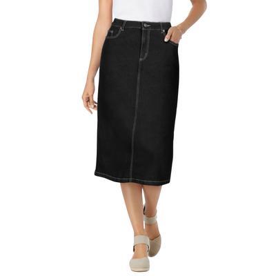 Plus Size Women's Stretch Jean Skirt by Woman Within in Black Denim (Size 14 W)
