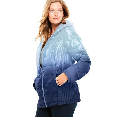 Plus Size Women's Packable Puffer Jacket by Woman Within in Evening Blue Ombre (Size 3X)