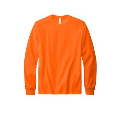 Volunteer Knitwear VL100LS All-American Long Sleeve Top in Safety Orange size Small | Cotton
