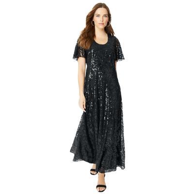 Plus Size Women's Sequin Maxi Dress. by Roaman's in Black (Size 18 W)