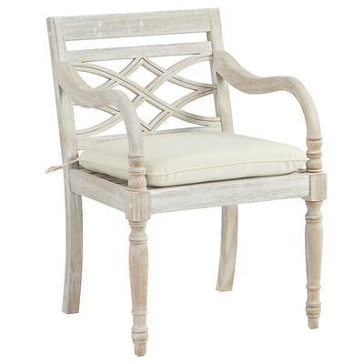 Ceylon Whitewash Dining Armchair with 1 Cushion - Ballard Designs