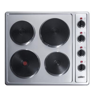 Summit CSD4B24 22 3/4"W Electric Radiant Stove w/ (4) Burners - Stainless Steel, 230v/1ph, Silver