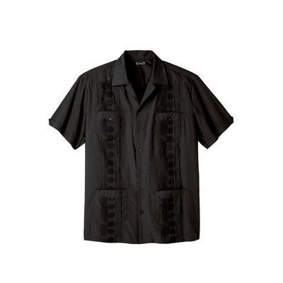 Men's Big & Tall KS Island™ Short-Sleeve Guayabera Shirt by KS Island in Black (Size 2XL)